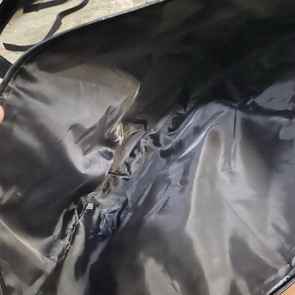 VICTORIA'S SECRET BLACK SEQUIN STRIPE WEEKENDER BAG GETAWAY CARRY ON LARGE TOTE - Picture 4 of 6